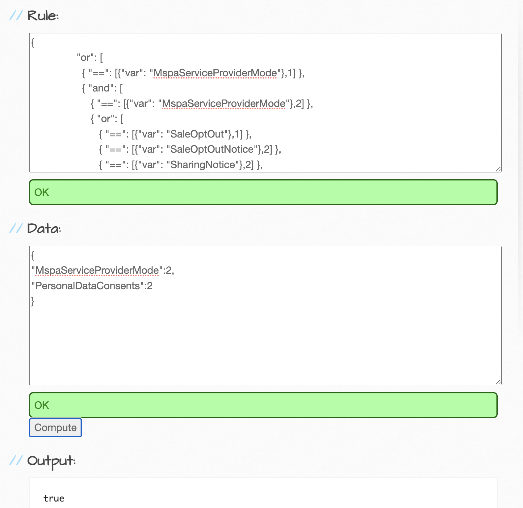 JsonLogic Screenshot